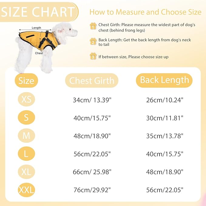 Gyuzh Dog Coat with Harness,Dog Coats for Small Dogs,Warm Fleece Winter Puppy Jacket,Waterproof Jacket with Harness Built in for Small Medium Large Dogs