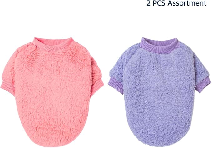 Dog Sweaters Clothes Coat for Small Dogs Boy or Girl Cat Puppy Coat Sweatshirts Soft Warm Fluffy Winter Jacket Apparels (Pink,Lavender, XX-Small)