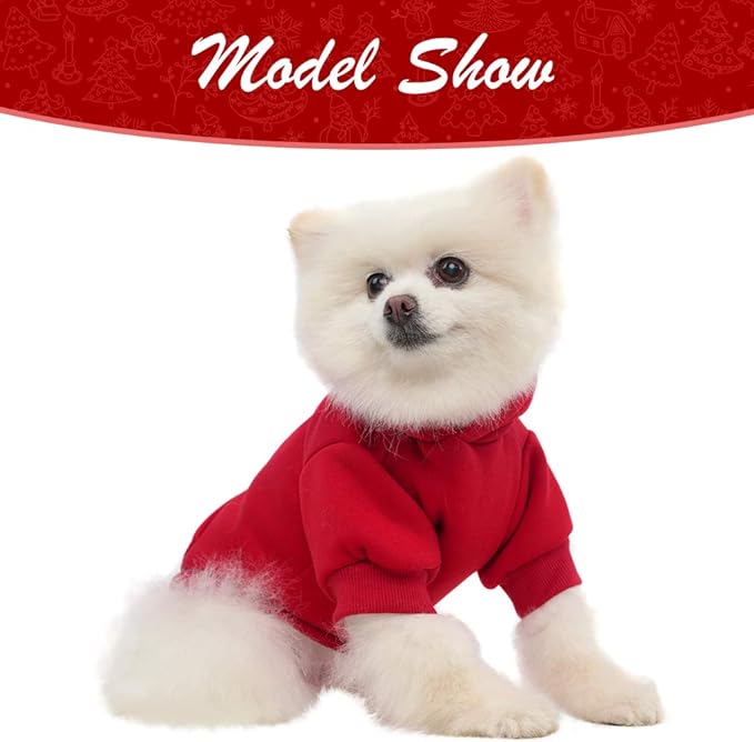KOOLTAIL Basic Dog Hoodie - Soft and Warm Dog Hoodie Sweater with Leash Hole and Pocket, Dog Winter Coat, Cold Weather Clothes Sweatshirt for Small Medium Large Dogs Puppy Cat Boys Girls Red S