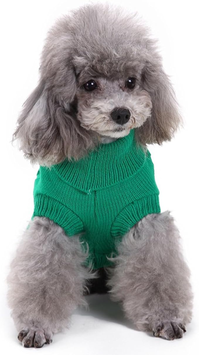 CHBORCHICEN Small Dog Sweaters Knitted Pet Cat Warm Dog Sweatshirt Winter Clothes Kitten Puppy Sweater (XX-Small, Green)
