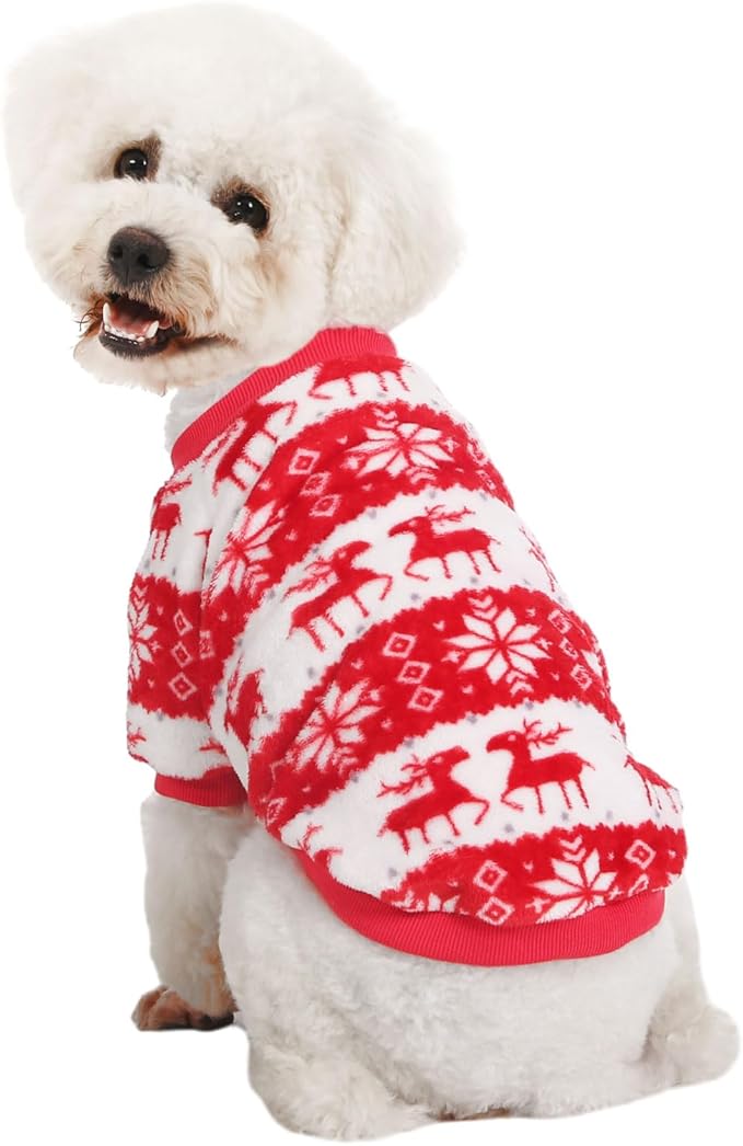 Dog Sweater, 2 Dog Sweaters for Small Dogs, Warm Soft Pet Clothes for Puppy, Medium Large Cat, Dogs Girl or Boy, Dog Shirt for Winter Christmas (Red+Navy, Small)