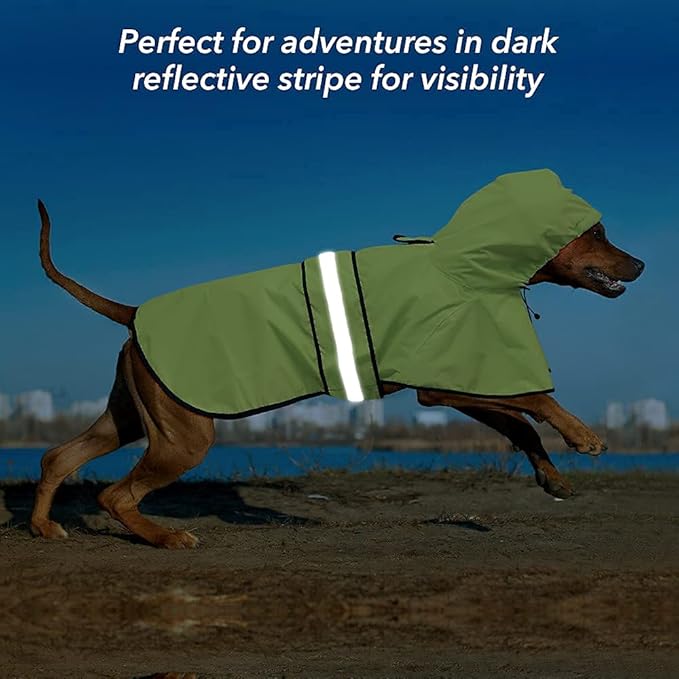 Dog Raincoat - Reflective Pet Rain Jacket for Dogs, Adjustable Dog Hooded Raincoats, Rain Coat Slicker Poncho for Small to X- Large Dogs and Puppies (Neon Green, X-Large)