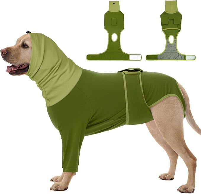 FUAMEY Dog Recovery Suit Post Surgery, Large Doggie Cone Alternative to Stop Licking, Surgical Suit After Spay Female Onesie for Dogs, Post Neutering Dog Protection Male, Golden Retriever (Green, XL)