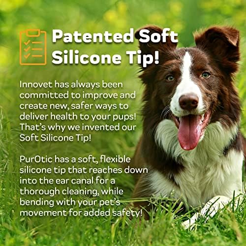 Innovet PurOtic Ear Cleaner for Dogs & Cats with Silicone Applicator Made With Essential Oils - 100% Made In USA - Regular Strength 4 oz Bottle