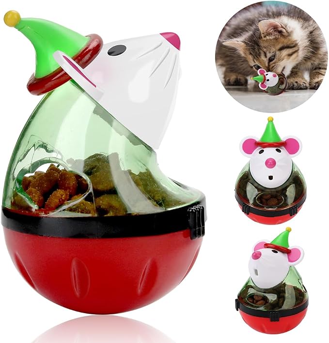 2 Pack Christmas Cat Treat Dispenser Toy, Interactive Ball for Cats