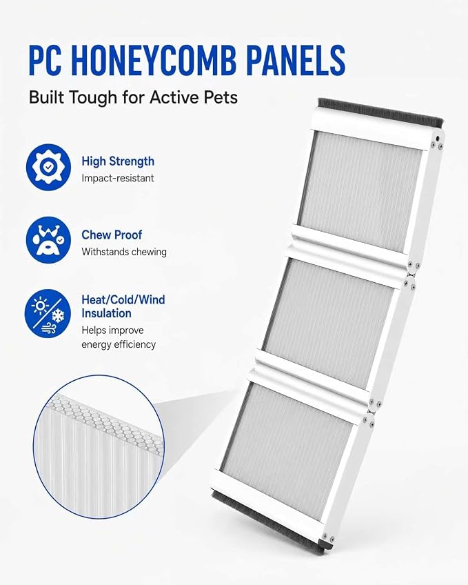 3-Panel Airseal Pet Door Flap 6.38x11.25in Medium, Metal Connect