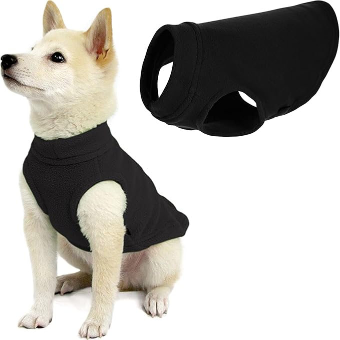 Gooby - Stretch Fleece Vest, Pullover Fleece Vest Jacket Sweater for Dogs, Black, Medium