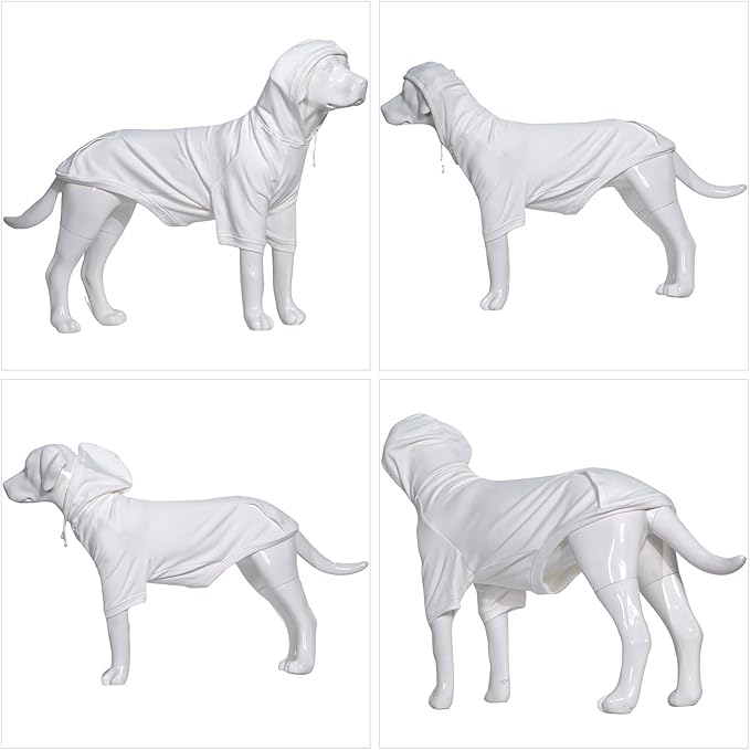 Lovelonglong Blank Basic Hoodie Sweatshirt for Dogs 100% Cotton Fits Small Medium Dachshund Large Dog Off-White D-S