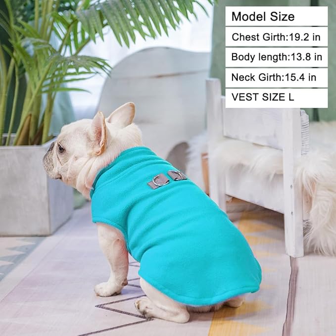 BEAUTYZOO Dog Fleece Vest Sweater Winter Jacket for Small and Medium Dogs with D-Ring Leash Cold Weather Coat Hoodie for XS S M Dogs Boy or Girls, Blue S
