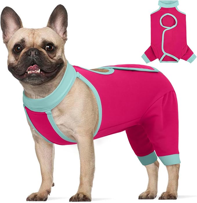 ROZKITCH Dog Surgery Leg Sleeve Rear Legs, Male Female Pet Prevent Licking Wound Elbow Knee Protector, Dog Recovery Suit Cone Collar Alternative Pants Shirt for Wound Heal Wrap Rosered S