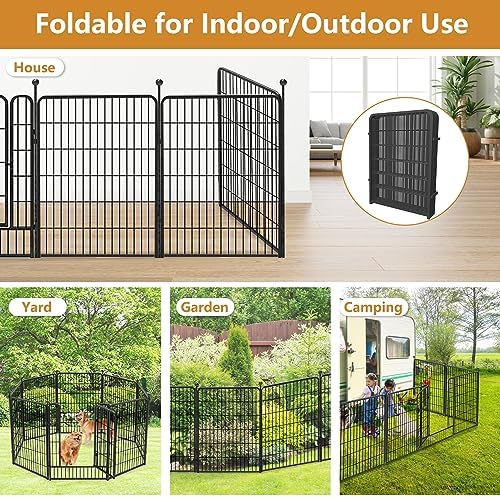 Dog Pens Outdoor Dog Fence Dog Playpen for Large Dogs, 40" Tall Dog Playpen Dog Fencing Outdoor 12 Panels Black Metal Dog Play Pens Exercise Fencing with Door Pet Play Pen for Camping, Yard