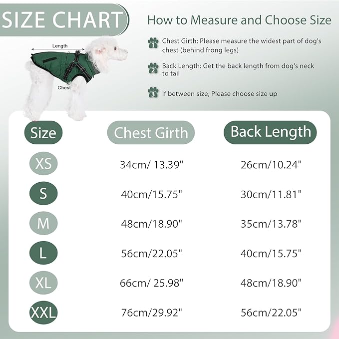 Gyuzh Dog Coat with Harness,Dog Coats for Small Dogs,Warm Fleece Winter Puppy Jacket,Waterproof Jacket with Harness Built in for Small Medium Large Dogs