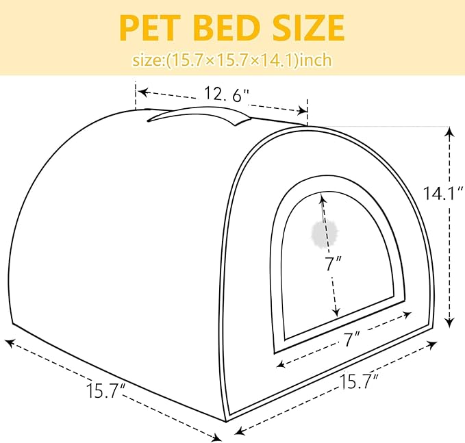 OMIVIER Cat Bed for Indoor Cats，Foldable cat cave，Anti-Slip & Water-Resistant Bottom，cat Houses for Indoor Cats or Small Dogs, Kitten Tent, Rabbit Bed，2 in 1 pet Bed (Dark Grey)