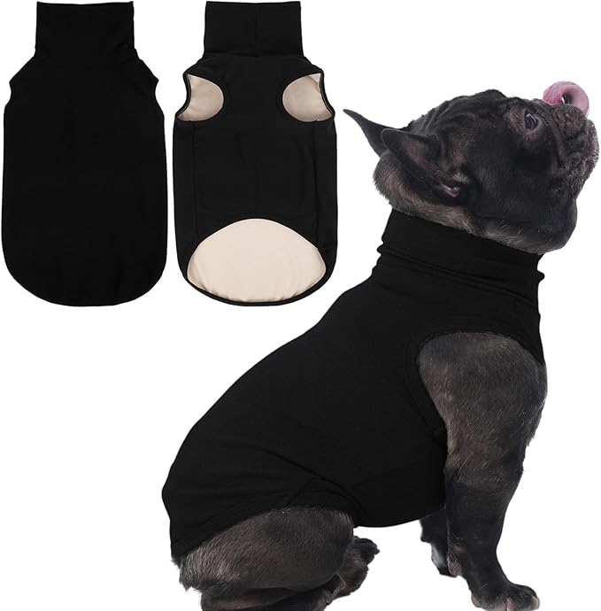 IECOii Dog Fleece Vest Sweater - Stretch Warm Pullover with Turtleneck,Black,Large, Easy On/Off Winter Dog Sweater for Medium Large Dogs Girl Boy, Winter Fall Jumpsuit with High Neck