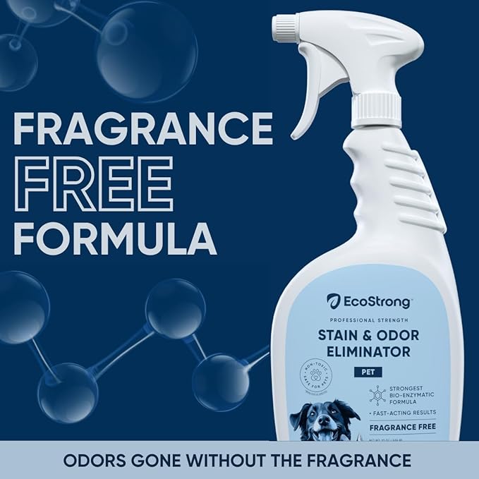 Eco Strong Pet Stain and Odor Remover - Cat Urine Enzyme Cleaner, Urine Destroyer for Dogs, Pet Urine Enzyme Cleaner [All New Fragrance Free] - 32oz