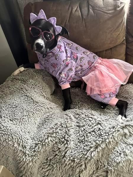 Pittie Clothing Pit Bull Dog Pajamas – Full Coverage Dog Onesie, Soft Pajama Outfit for Medium, Large, XL & XXL Breeds