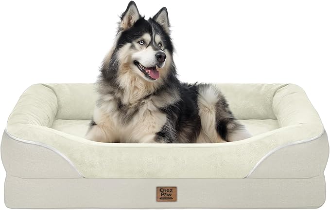 Washable Orthopedic Large Dog Bed - Extra Large Dog Beds with Bolsters Removable Orthopedic Foam Support Dogs Bed for XL Large Size Dogs with Waterproof Cover Non-Slip Bottom Pet Beds