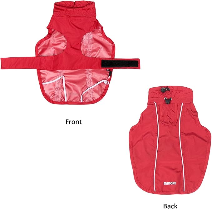Adjustable Waterproof Dog Raincoat for Dogs,Lightweight Pet Rain Jacket Puppy Clothes with Reflective Strip for Small Medium Large Dogs (Red, Large)
