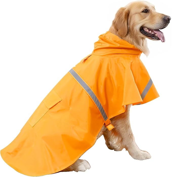 HAPEE Dog Raincoats with Reflective Strip Hoodie,Poncho Jacket for Large Dogs fit Golden Retriever Doodle (E5-Yellow River, 20B (30-55 lbs))