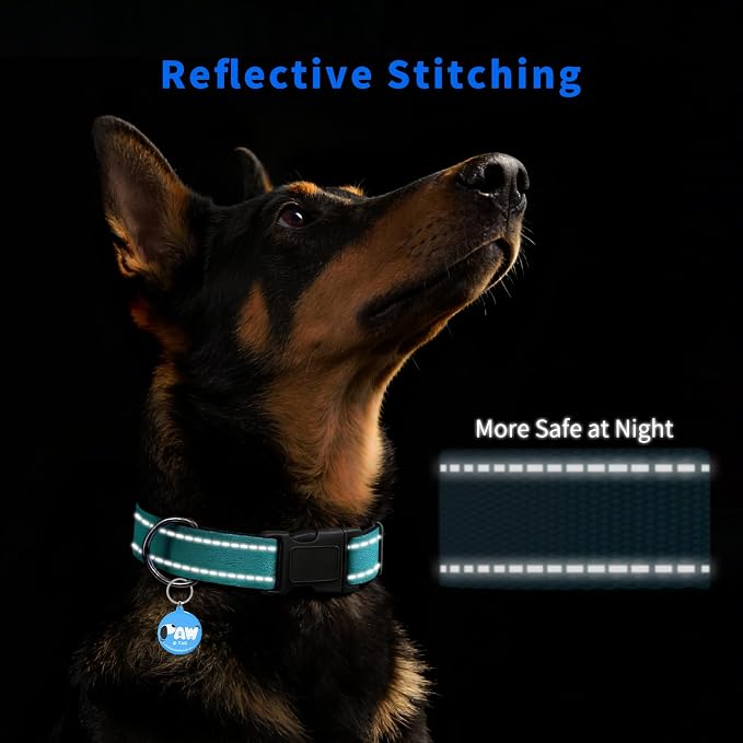 Personalized Dog Collar for Puppy with Smart ID Tag, Mint Green | Small Reflective Dog Collar, Quick Release Buckle, Adjustable and Comfortable Nylon Pet Collar, Lightweight for Boy Girl Dogs