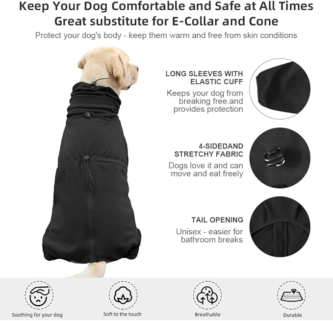 Dog Pajamas for Large Dogs,Extra Large Stretch, Suitable for Adult, Medium-Sized Dogs, Large Pet Jumpsuit Four-Legged Dog Clothes, Pet Clothing. (Black, 6XL)