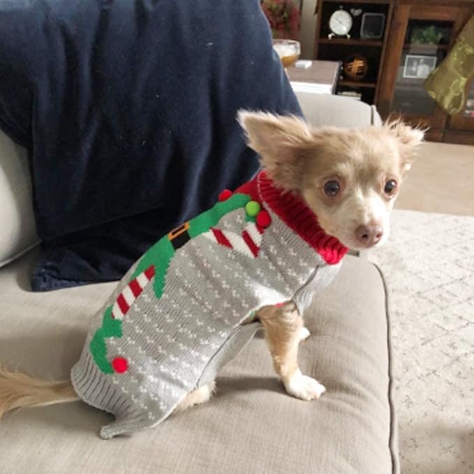 NACOCO Christmas Dog Sweater Ugly Elf Pet Jumper Clown Holiday and Party for Dog and Cat (Clown,XXS)