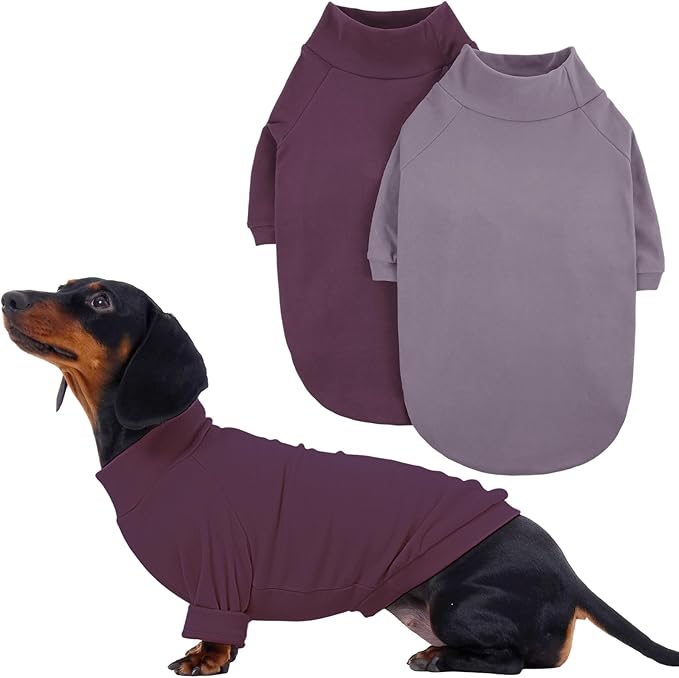 IECOii 2 Pack Dog Fleece Sweater for Small Dogs, Warm Dog Turtleneck with Stretch for Dachshund, Cozy Fall Winter Pullover Dogs Sweatshirt with Sleeve, Indoor & Outdoor Sweaters for Walking, M