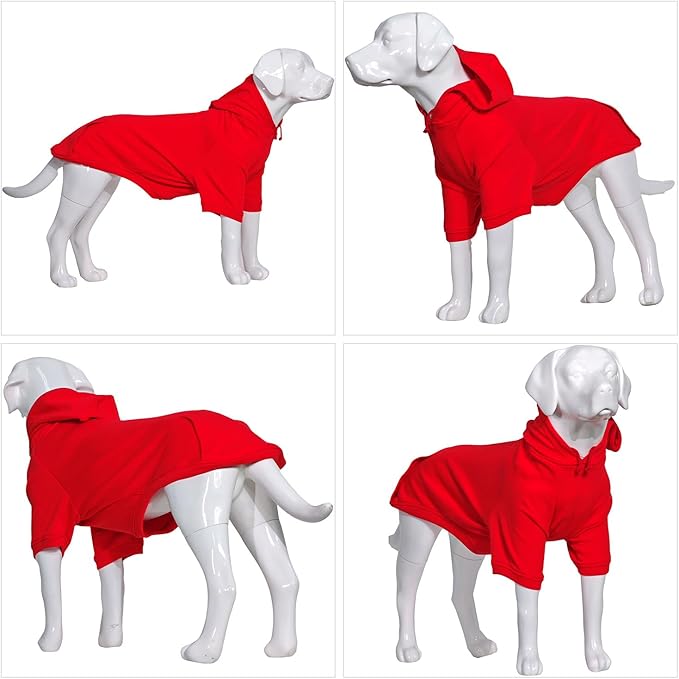 Lovelonglong Blank Basic Hoodie Sweatshirt for Dogs 100% Cotton Fits Small Medium Dachshund Large Dog Red 3XL