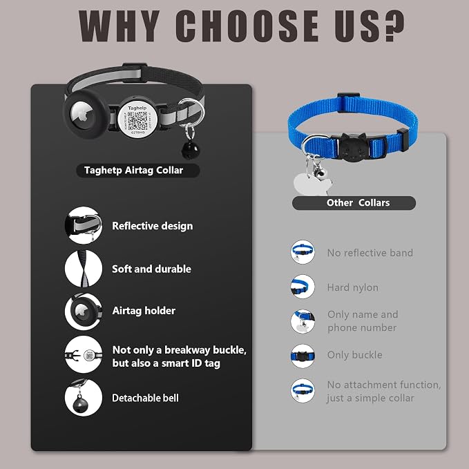 2 Pack Airtag Cat Collar, Breakaway Cat Airtag with Smart ID tag & QR Code Reflective (Reflective Strip & Paw Pattern - Orange, with Integrated AirTag Holder)