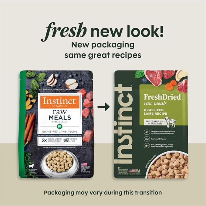 Instinct Freeze Dried Raw Meals, Natural Dry Dog Food, Grain Free - Grass Fed Lamb, 14 oz. Bag