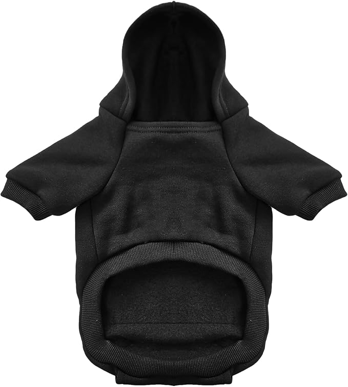 Jecikelon Winter Dog Hoodie Sweatshirts with Pockets Warm Dog Clothes for Small Dogs Chihuahua Coat Clothing Puppy Cat Custume (Black, X-Small)