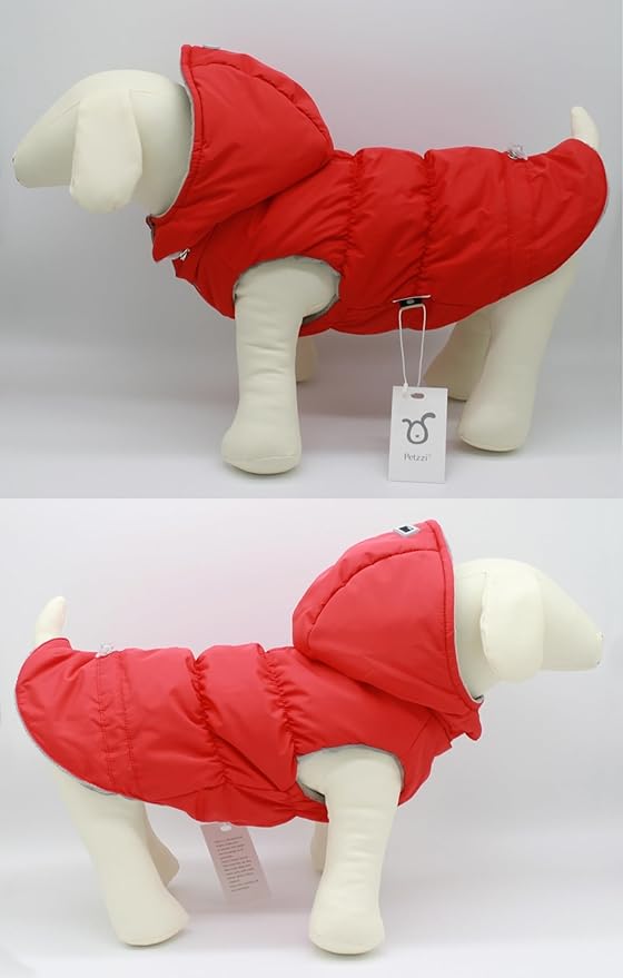 Warm Dog Coat Jacket with Detachable Hood Harness Hole Winter Coat Pet Clothes Dog Cold Weather Coats Cozy Snow Jacket Vest for Small Medium Large Dogs - Blake (Red, XX-Large)