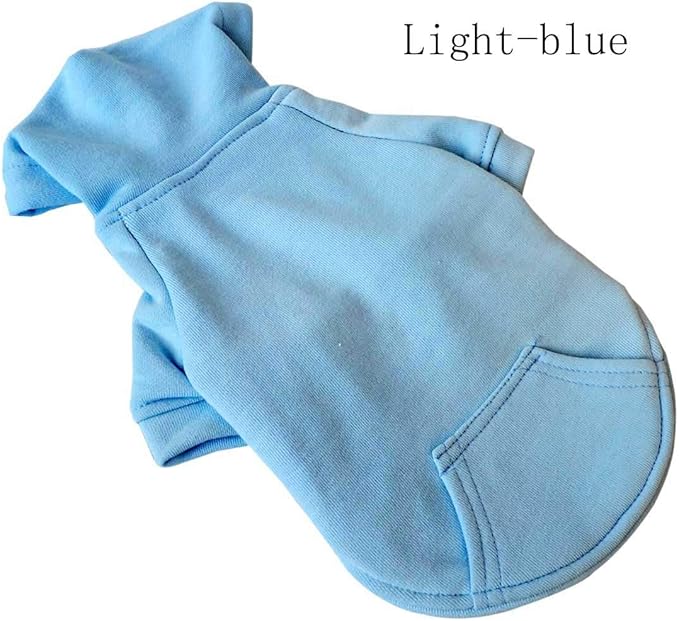 Lovelonglong Blank Basic Hoodie Sweatshirt for Dogs 100% Cotton Fits Small Medium Dachshund Large Dog SkyBlue D-S