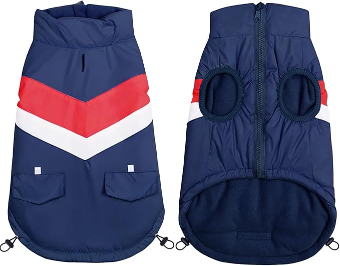 Dog Winter Jacket for Small Dogs Waterproof with Harness Hole,Windproof Puppy Fleece Vest Warm for 8 to 13lbs