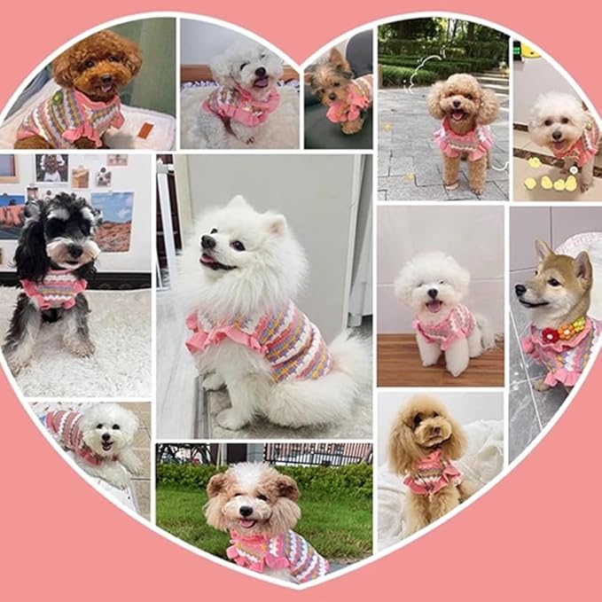 Pink Small Dog Sweater Female, Knitted Cat Sweater, Fall Girl Puppy Clothes, Turtleneck Doggy Cable Knitwear, Warm Pet Clothing for Chihuahua Yorkie Bulldog Teacup (Pink, Medium)