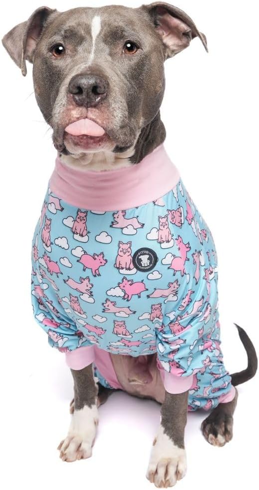 Pittie Clothing Pit Bull Dog Pajamas – Full Coverage Dog Onesie, Soft Pajama Outfit for Medium, Large, XL & XXL Breeds