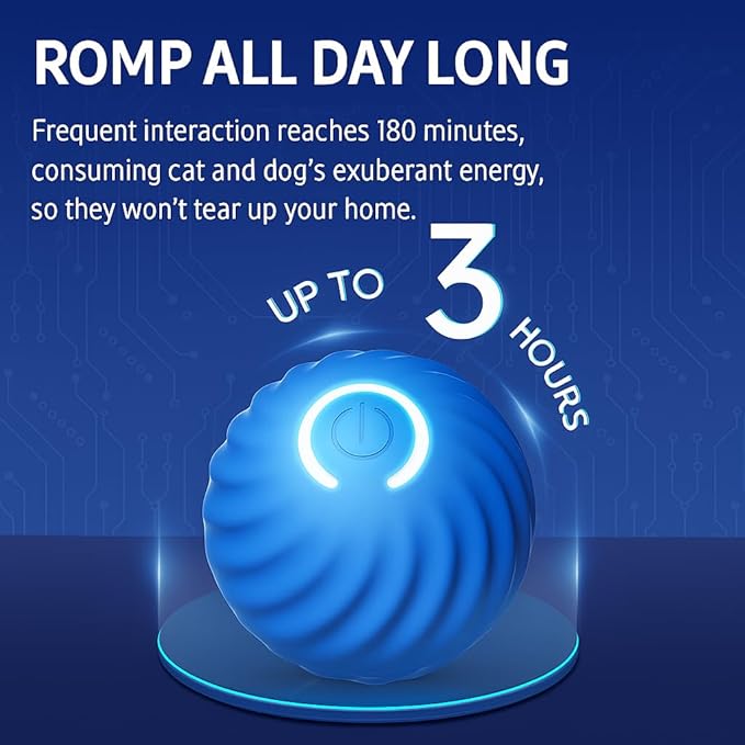 Smart Jumping Ball for Dogs,Automatic Moving Dog Toy,Pet Ball,Blue,All Breed Sizes,Adult Dogs