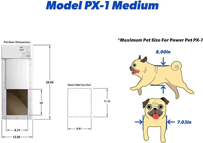 Power Pet Smart Automatic Electronic Pet Door by High Tech Pet (Wall Mount, Medium, WiFi Enabled - App Control)