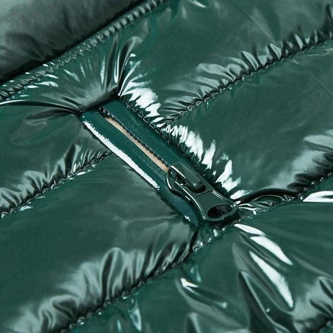 Blueberry Pet Cozy & Comfy Windproof Lightweight Quilted Fall Winter Glossy Dog Puffer Jacket in Hunter Green, Back Length 15.75", Size 14, Warm Coat for Medium Dogs