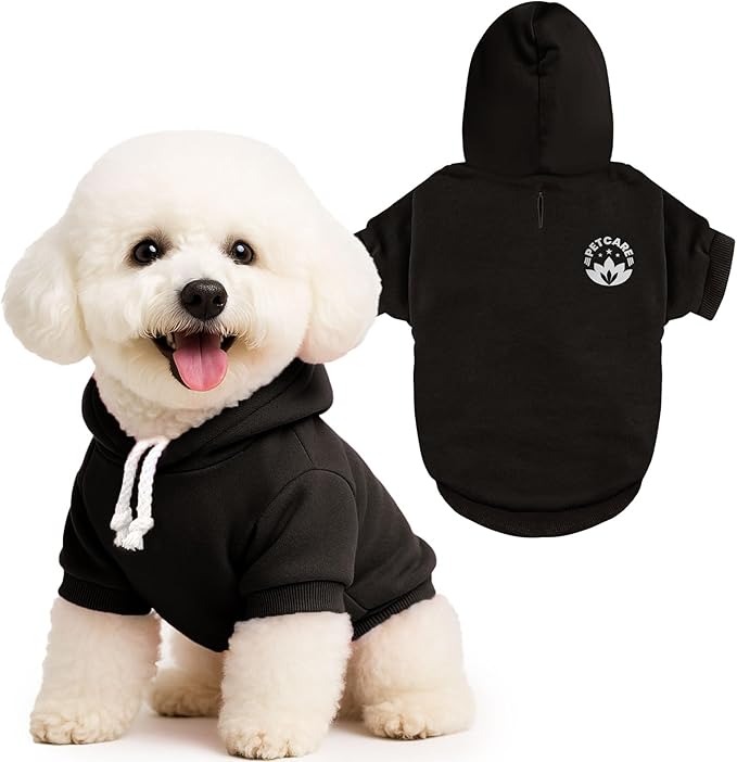 PETCARE Dog Hoodie Sweaters for Small Medium Dogs Cats Cute Soft Warm Fleece Puppy Sweaters Dog Clothes Hoodies Sweatshirt Reflective Fall Winter Chihuahua Yorkie French Bulldog Outfits, Black