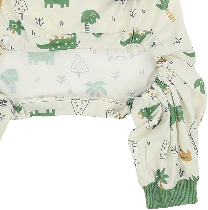 HDE Dog Pajamas One Piece Jammies Jumpsuit Pet Clothes Outfit Stretchy Lightweight Comfy Shirt Pjs for M-3XL Dogs Forest Dinos - L