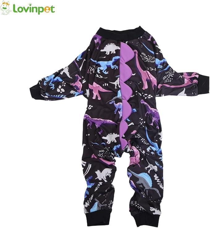LovinPet Large Dog Pajamas, Four-Leg Stretch Onesie Bodysuit, Lightweight UV-Shielding Pajamas, Anti-Lick Calming Recovery Suit for Surgery, Pull-On for Medium and Large Breeds， Black， M