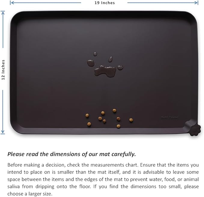 Hoki Found Silicone Pet Food Mats Tray - High-Lips Pet Dog Cat Bowl Mats - Pet Feeding Mat - Waterproof Dog Cat Food Mats -Pet Water Mats for Floors - Dark Oak