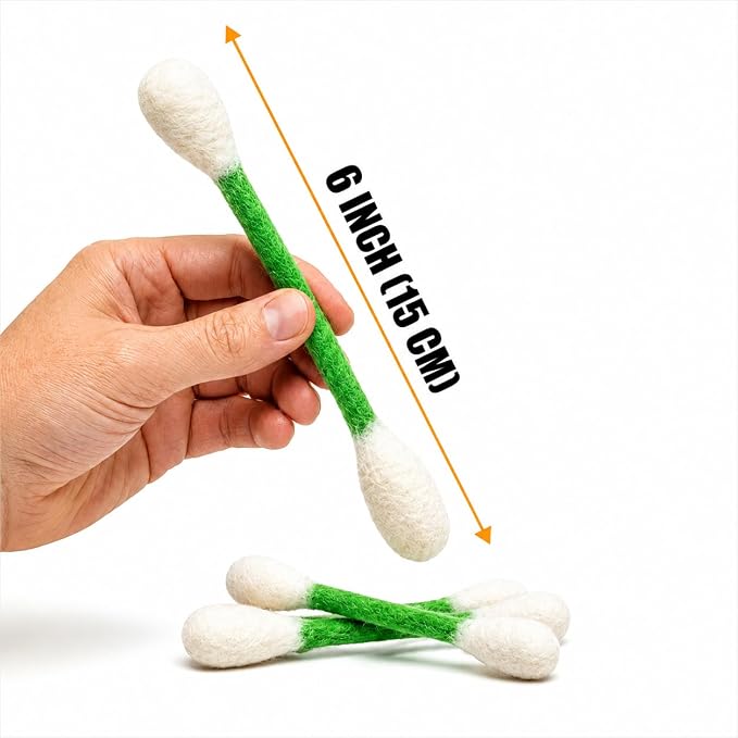 Glaciart One Swabs Cat Toys with Catnip - 12 Pk | Durable for Chew, Cute Cat Toys Interactive Kitty for Boredom, Exercise, & Play | Filled w/Organic Catnip for Anxiety & as Digestive Aid | Gift Idea
