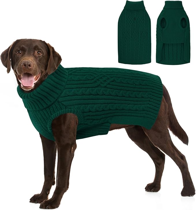 SUNFURA Christmas Dog Sweater, Dog Sweaters for Extra Large Dogs Girl Boy, Pet Christmas Sweater Knitwear for Fall Winter, Knitted Sweatshirt for Golden Retriever, Weiner, Great Dane, Green XXL