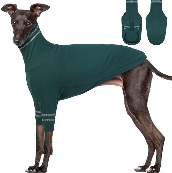 Greyhound Dog Sweater, Italian Greyhound Coat for Large Dogs, Whippet Pullover Turtleneck Stretchy Knit Sweatshirt, Greyhound Thermal Clothes Pajamas Sighthounds Jumpsuit for Cold Weather XXXL