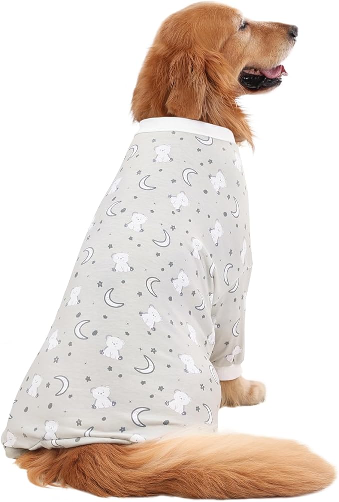 HDE Dog Pajamas One Piece Jammies Jumpsuit Pet Clothes Outfit Stretchy Lightweight Comfy Shirt Pjs for M-3XL Dogs Goodnight Polar Bears - XL