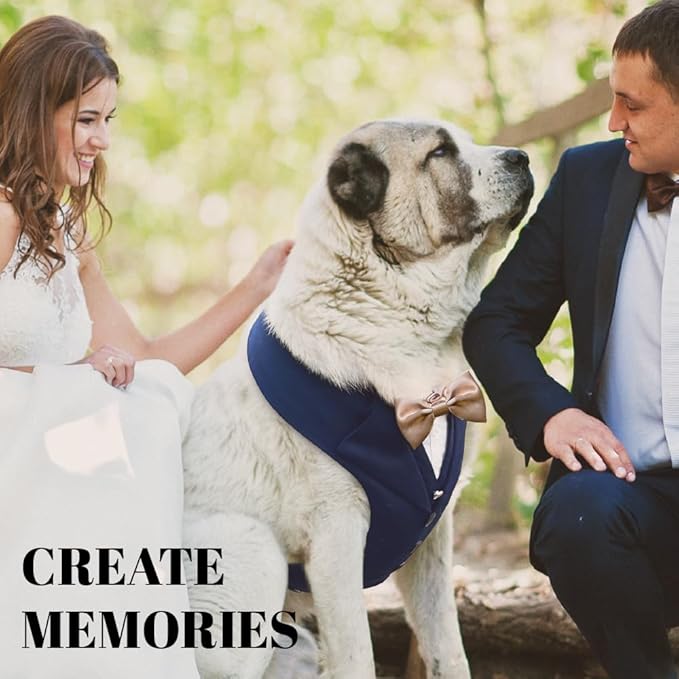 AVERYDAY Dog Tuxedo for Wedding Outfit, Dog Suit and Tie Costumes for Birthday, Halloween, Cosplay, Christmas Party, Pet Formal Wear with Bowtie, Tux for Medium Large Dogs, Bulldog, Labrador, Husky