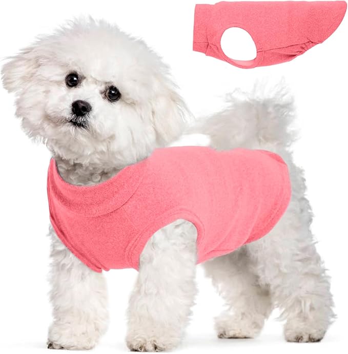 Dog Fleece Vest - Rosered, S - Warm and Stretchable Sweatshirt | Sleeveless Lightweight Sweater, Pullover Design for Small Dogs, Chihuahua Clothes, Papillon, Pomeranian