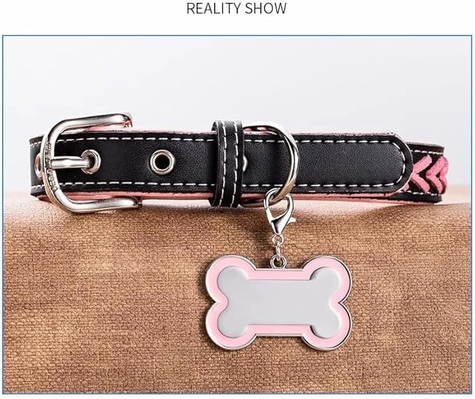 Personalized Dog ID Tags - tag for Dog Collar, pet ID tag, Dogs Tags for Pets, Laser Engraved, Name Tags for Dogs, Dog Tags for Large Dogs, Blank Dog Tags (Bone-Shaped-Large: Pink)